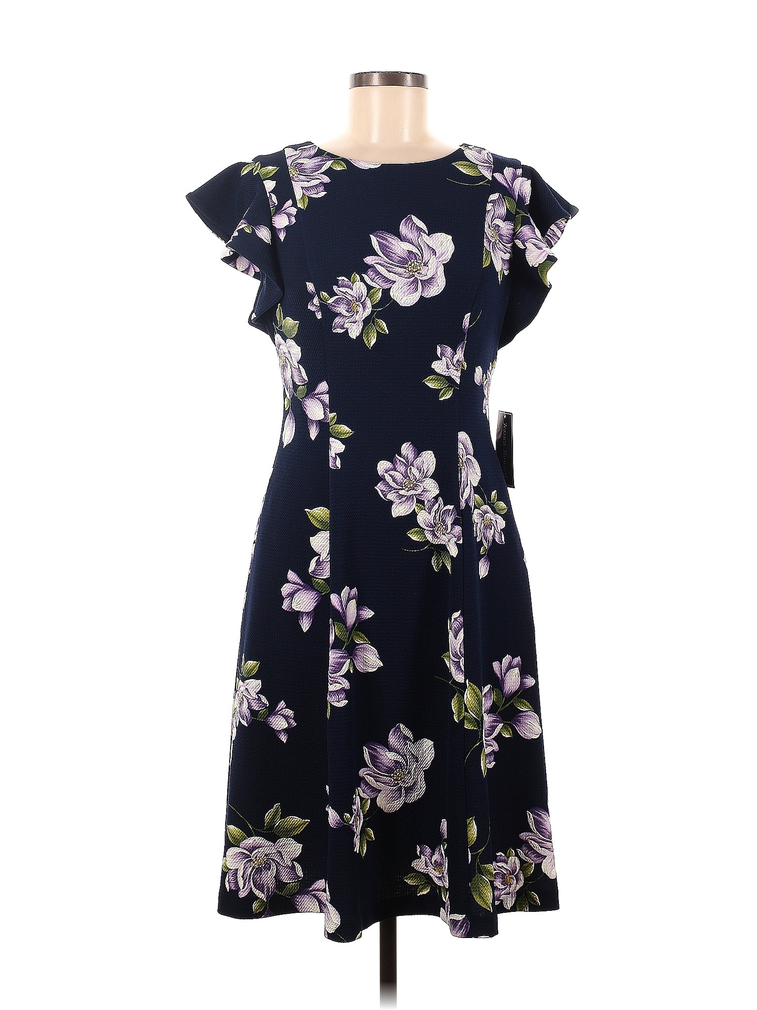 Jessica Howard Floral Motif Floral Blue Casual Dress Size Off