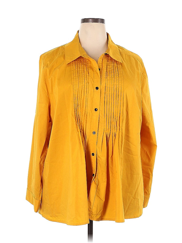 New Directions Solid Yellow Sleeveless Blouse Size 3X Plus 70 Off