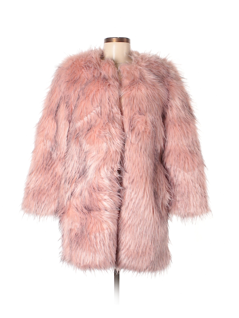 pink faux fur jacket zara