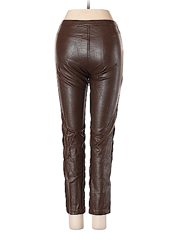 H&M Solid Brown Faux Leather Pants Size 2 - 77% off