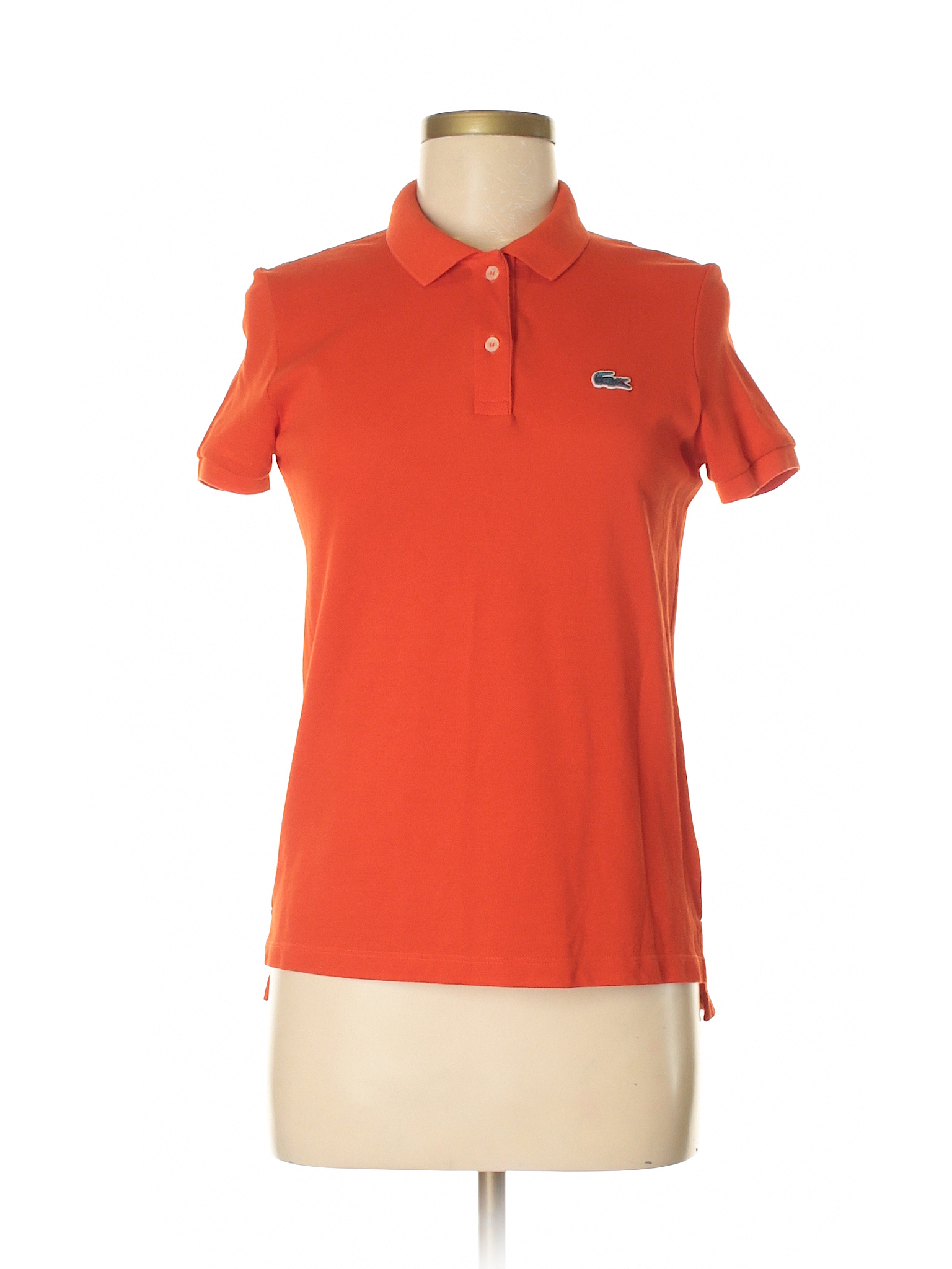 Lacoste 100 Cotton Solid Orange Short Sleeve Polo Size 40 Eu 72