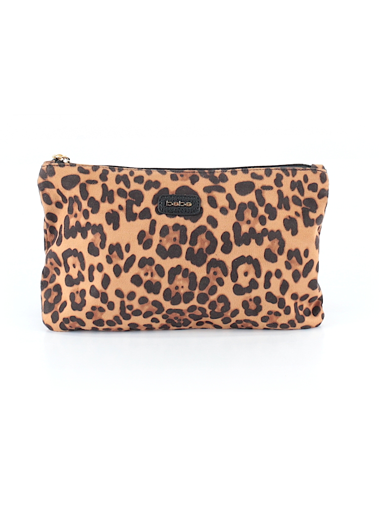 Bebe 100% Cow Leather Animal Print Tan Makeup Bag One Size - 73% off ...