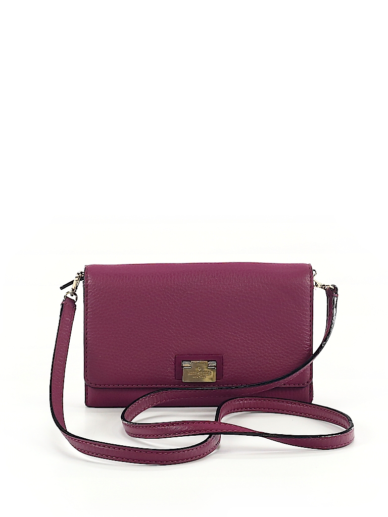 Kate Spade New York 100% Leather Solid Burgundy Leather Crossbody Bag ...