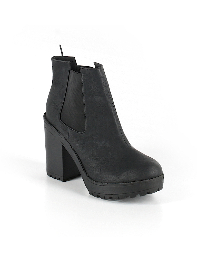 Divided by H\u0026M Solid Black Ankle Boots 