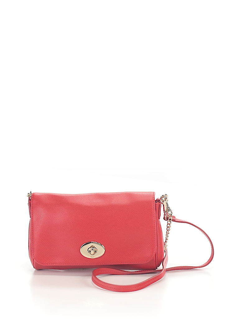 Coach 100% Leather Solid Red Leather Crossbody Bag One Size - 78% off