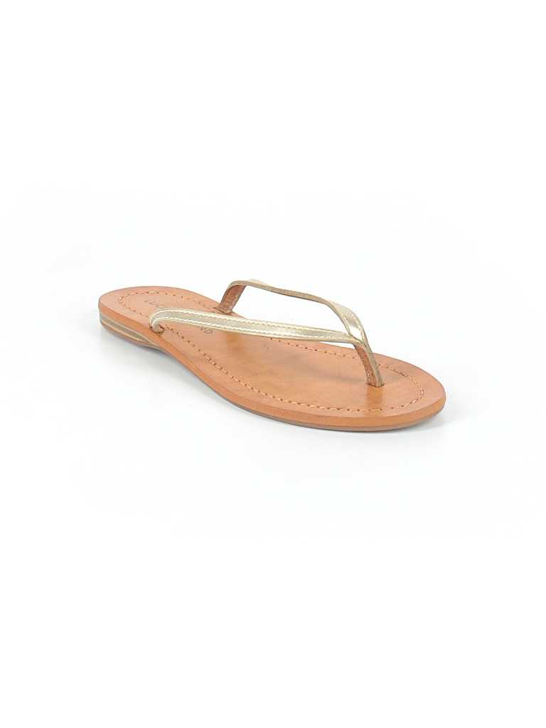 Lucky Brand Solid Gold Flip Flops Size 