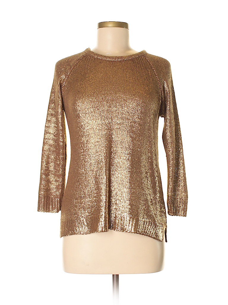Zara Metallic Gold Pullover Sweater 