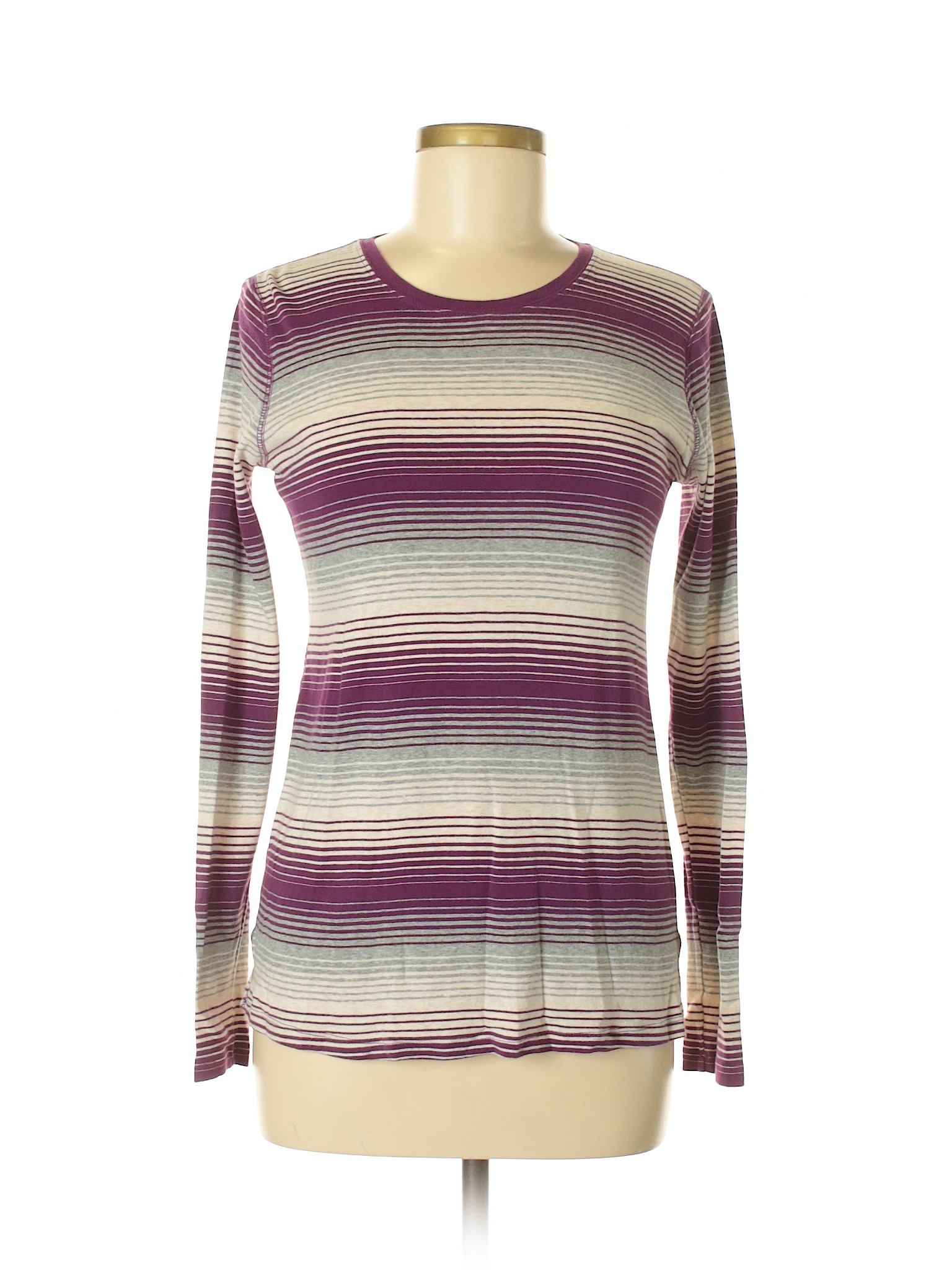 Old Navy 100 Cotton Stripes Dark Purple Long Sleeve T Shirt Size M