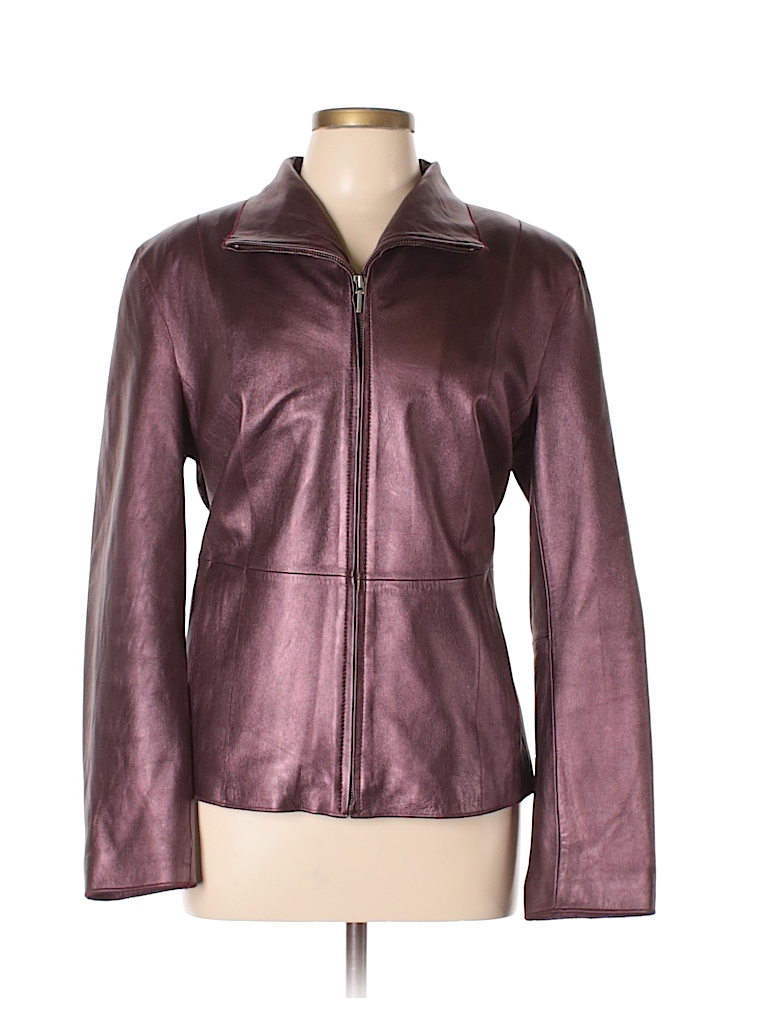 Bernardo 100% Polyester Metallic Dark Purple Faux Leather Jacket Size ...