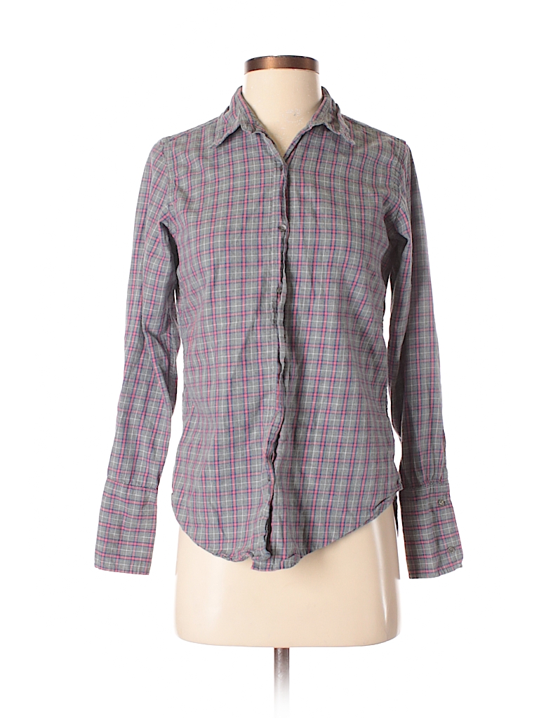 American Colors by Alex Lehr 100% Cotton Plaid Gray Long Sleeve Button ...