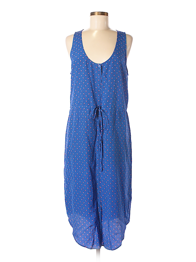 Fossil 100% Silk Dark Blue Casual Dress Size L - 78% off | thredUP