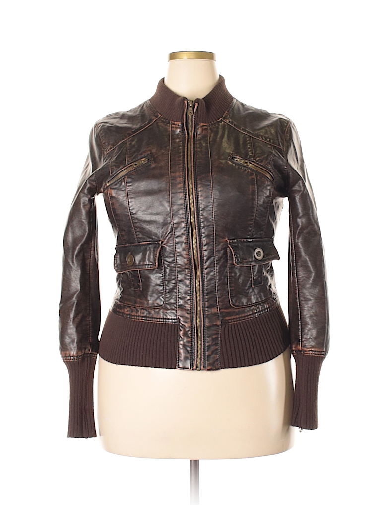 xhilaration brown leather jacket