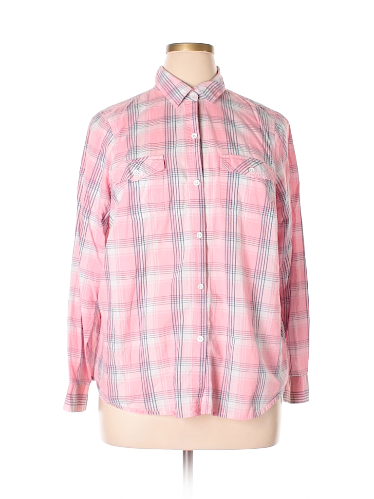 SONOMA life + style 100% Cotton Plaid Light Pink Long Sleeve Button ...