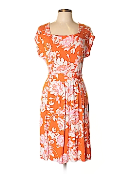 Lands' End Floral Orange Casual Dress 