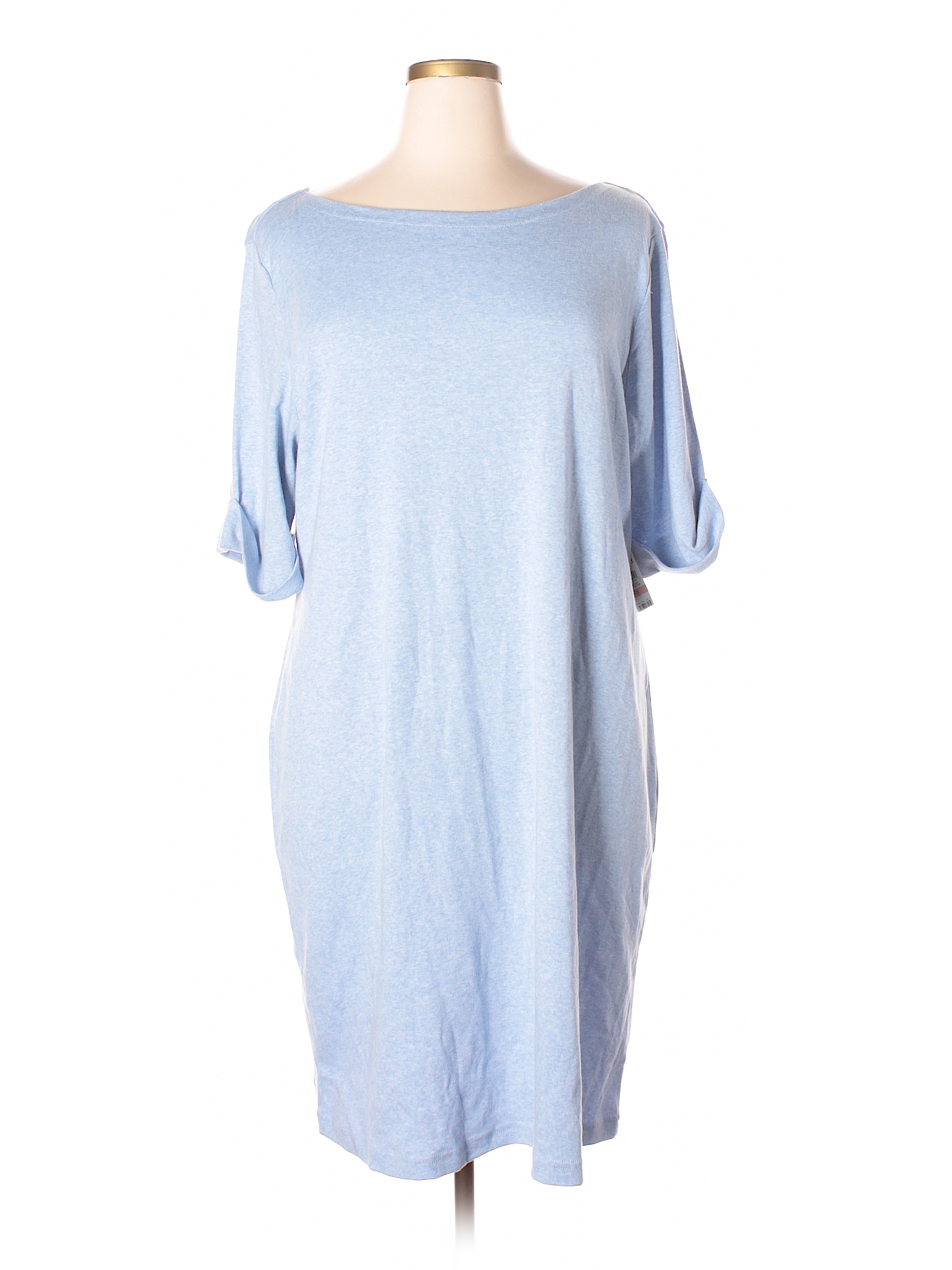 Karen Scott Sport 100% Cotton Solid Light Blue Casual Dress Size 2X ...