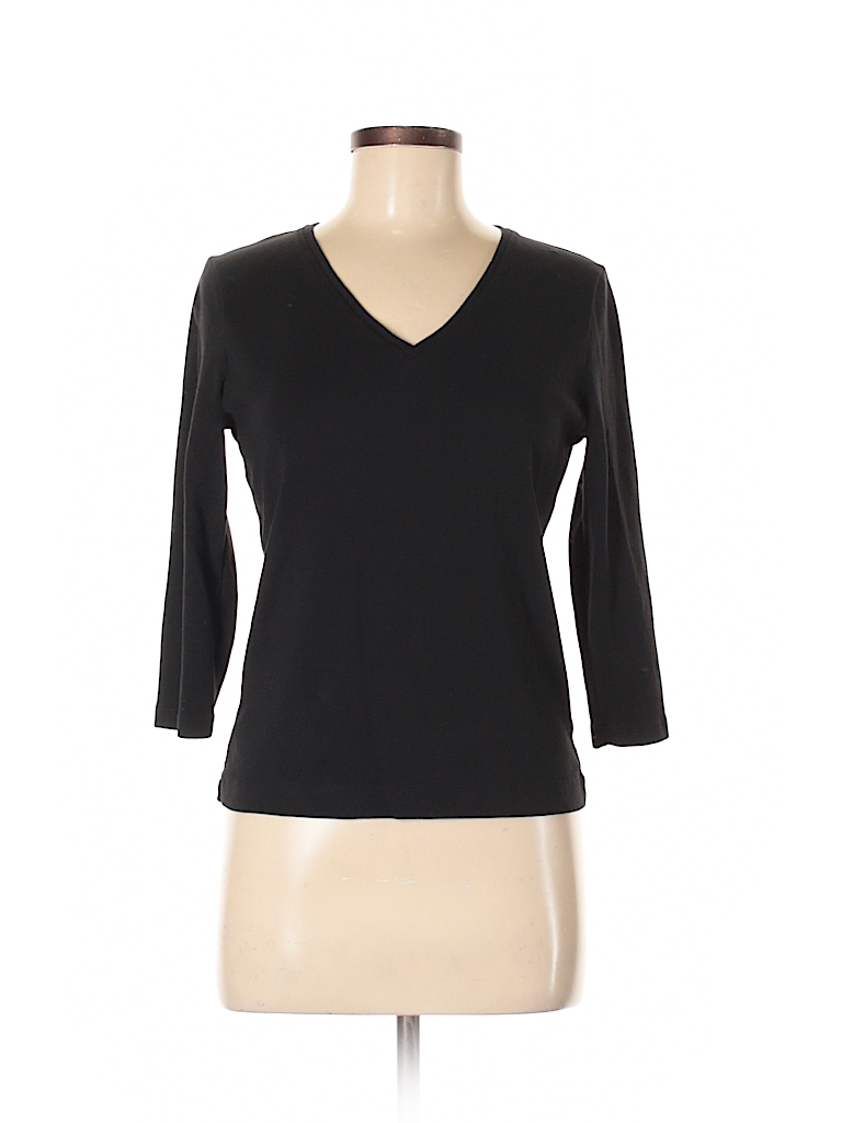 Jones New York Sport 100% Cotton Solid Black 3/4 Sleeve T-Shirt Size S ...
