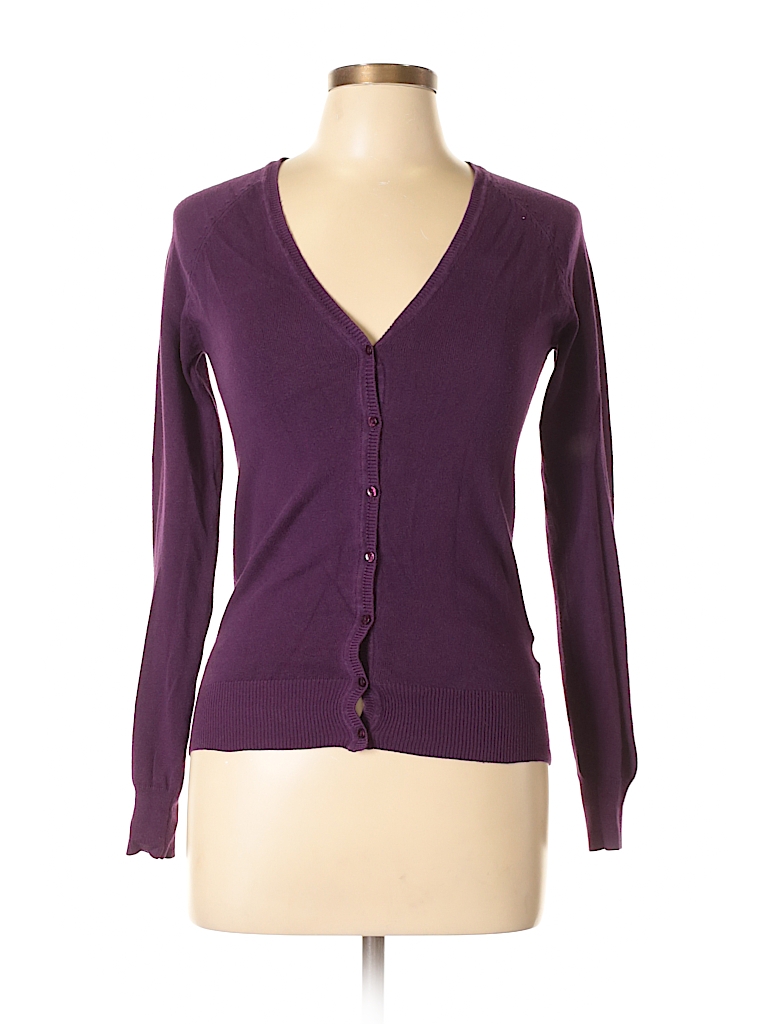 Zara 100% Cotton Solid Dark Purple Cardigan Size M - 61% off | thredUP
