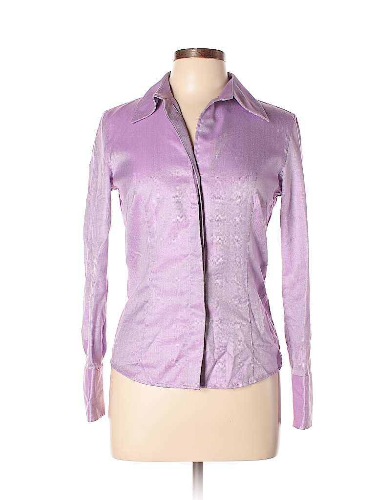 Next 100% Cotton Solid Light Purple Long Sleeve Button-Down Shirt Size ...