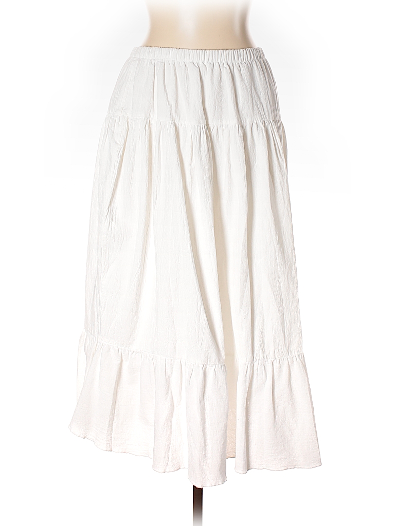 Palm Grove 100% Cotton Solid White Casual Skirt Size L (Petite) - 55% ...