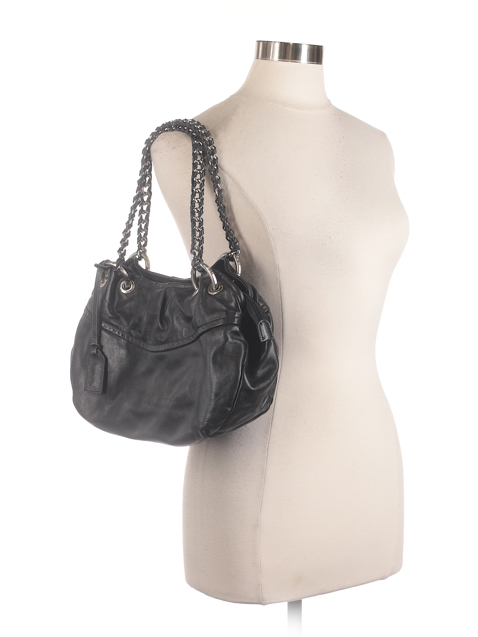 Dissona Black Leather Hobo Bag