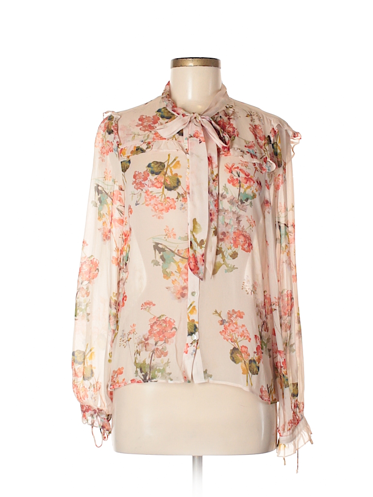 zara pink floral blouse