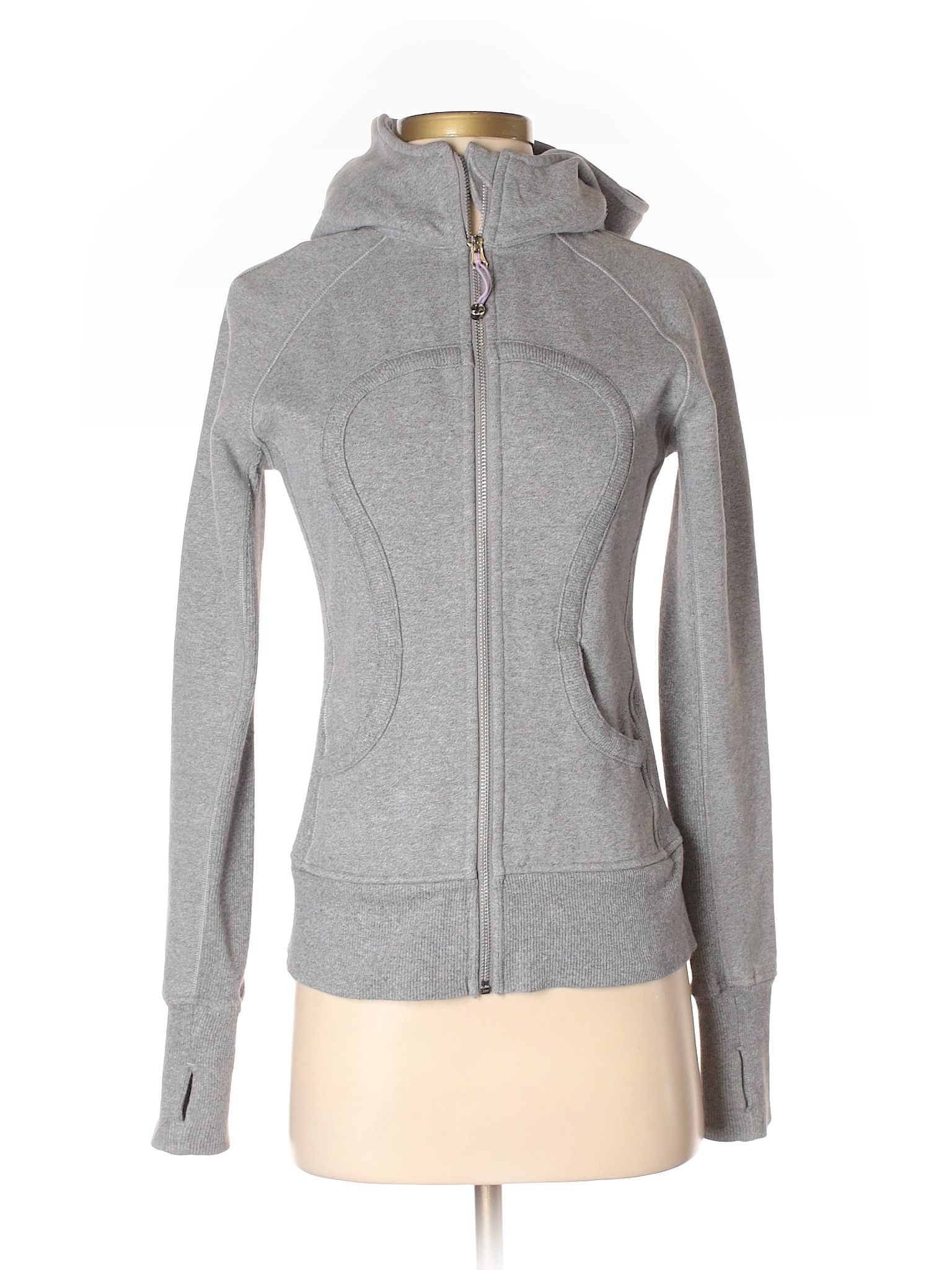 Lululemon Athletica Solid Gray Zip Up Hoodie Size 4 - 74% off
