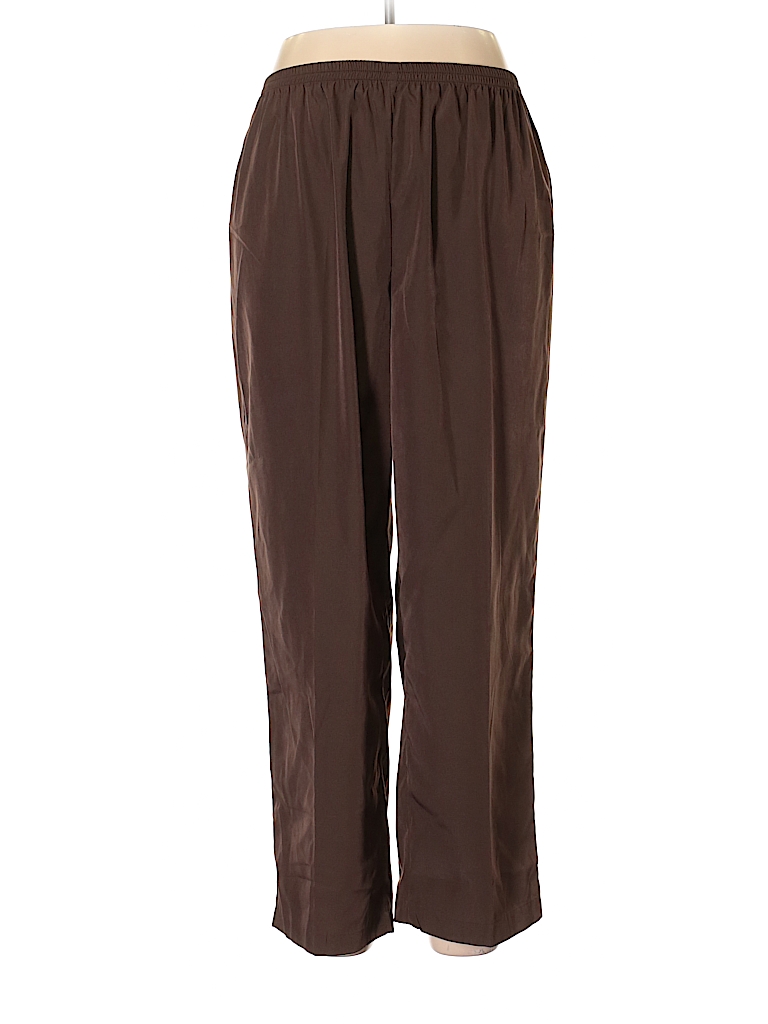 Only Necessities 100% Polyester Solid Brown Casual Pants Size 16 - 75% ...