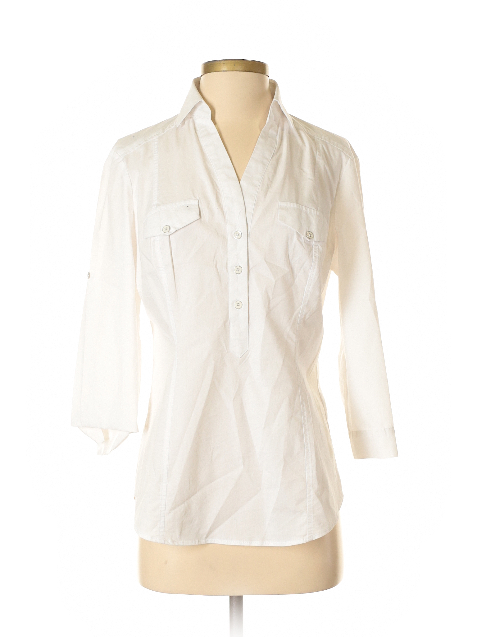 New York & Company Solid White Long Sleeve Blouse Size M - 76% off ...