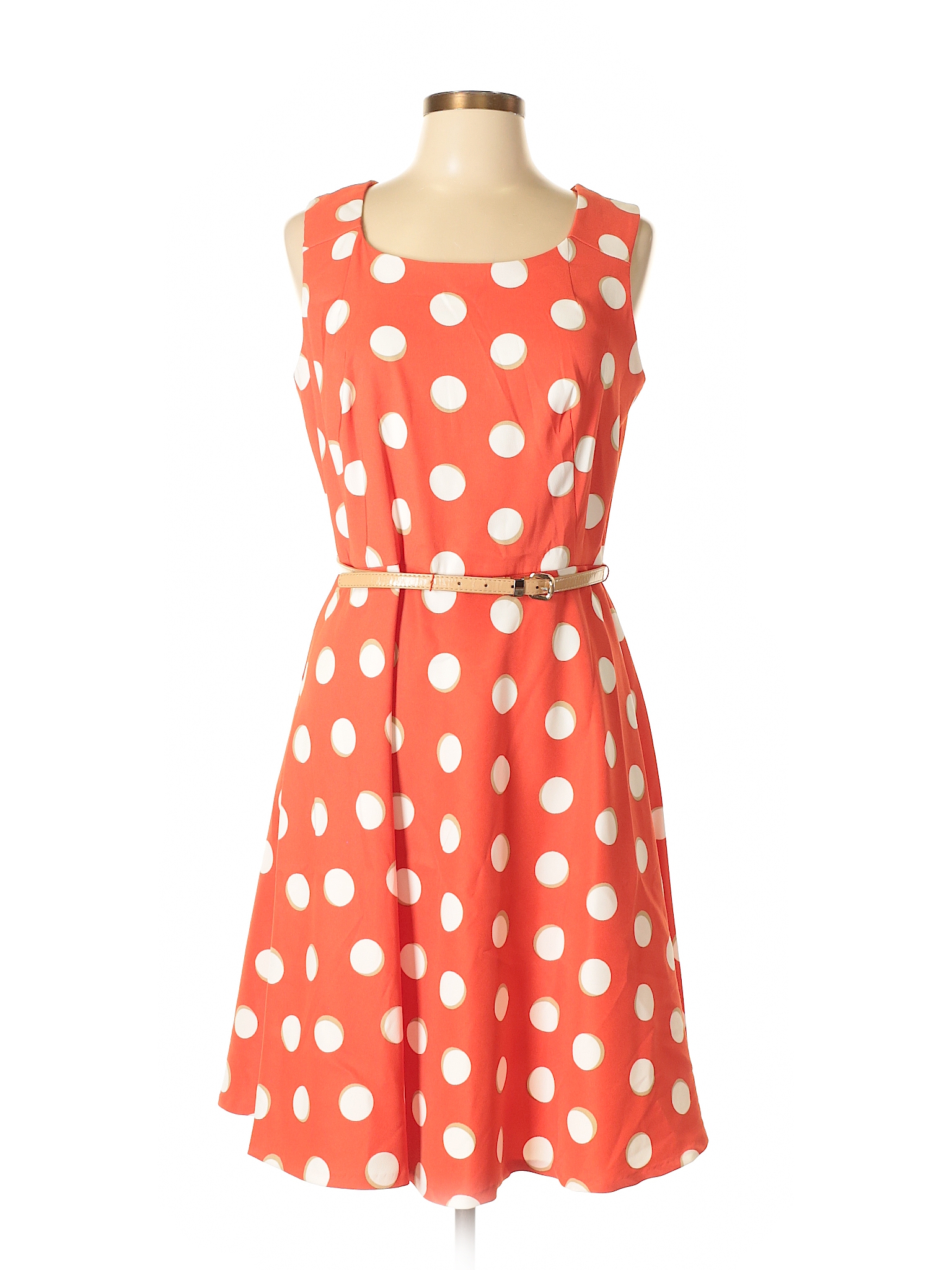 Dressbarn 100 Polyester Polka Dots Red Casual Dress Size 12 50