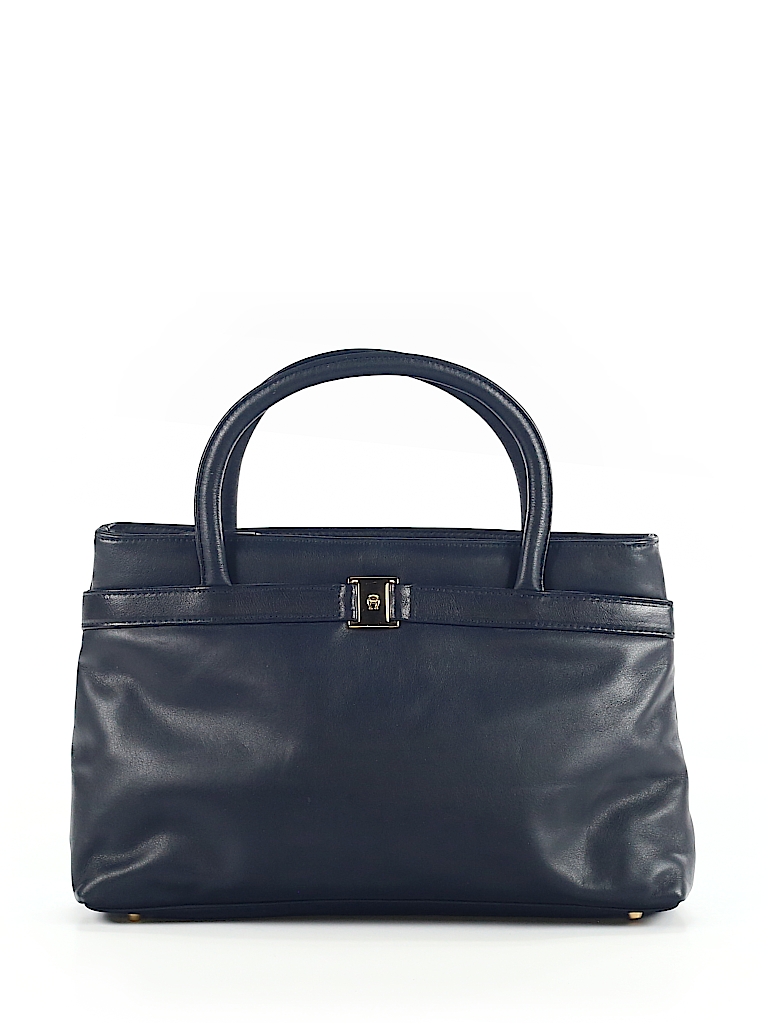 Etienne Aigner 100% Leather Solid Navy Blue Leather Shoulder Bag One ...
