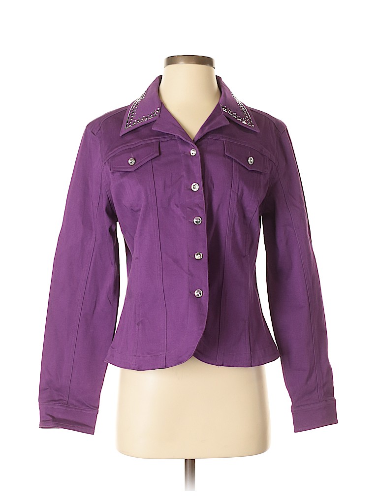 CHRISTINE ALEXANDER Graphic Dark Purple Jacket Size M - 84% off | thredUP