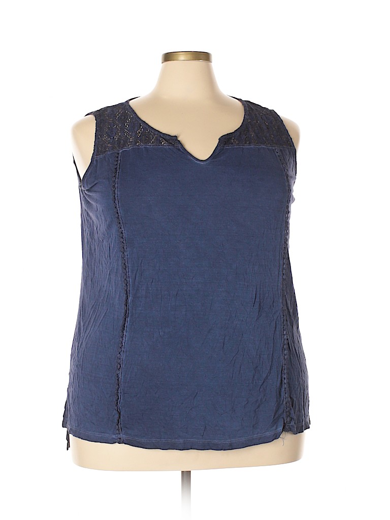 Cable & Gauge Solid Dark Blue Sleeveless Top Size 1X (Plus) - 33% off ...
