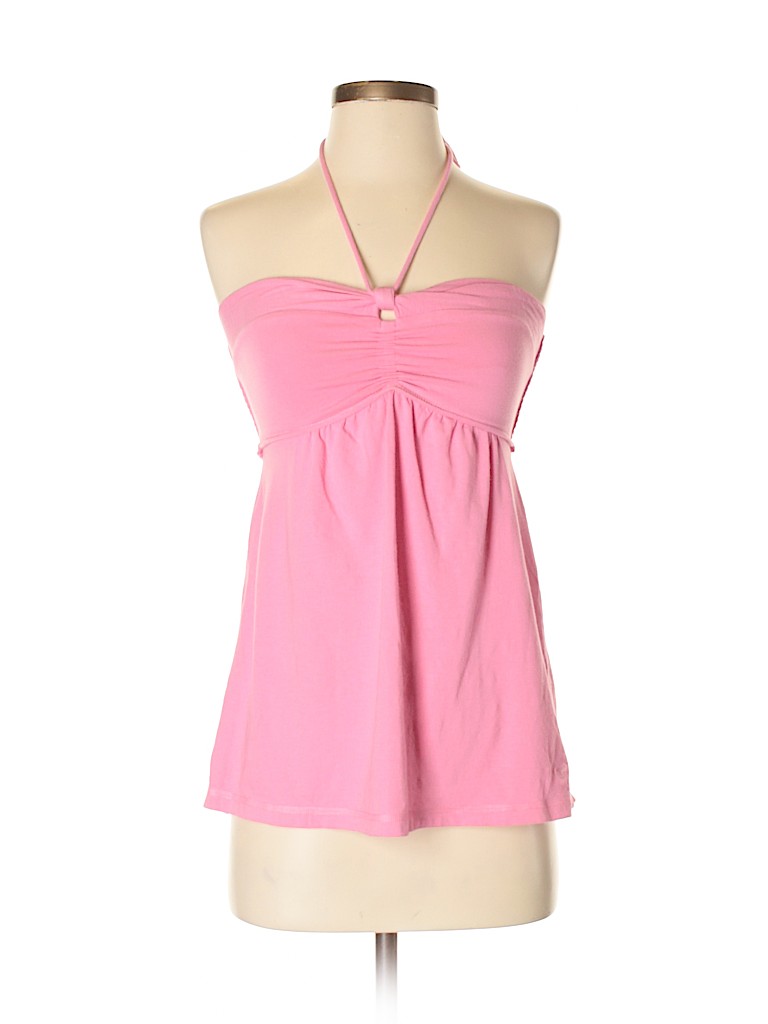 American Eagle Outfitters 100% Cotton Solid Light Pink Halter Top Size ...