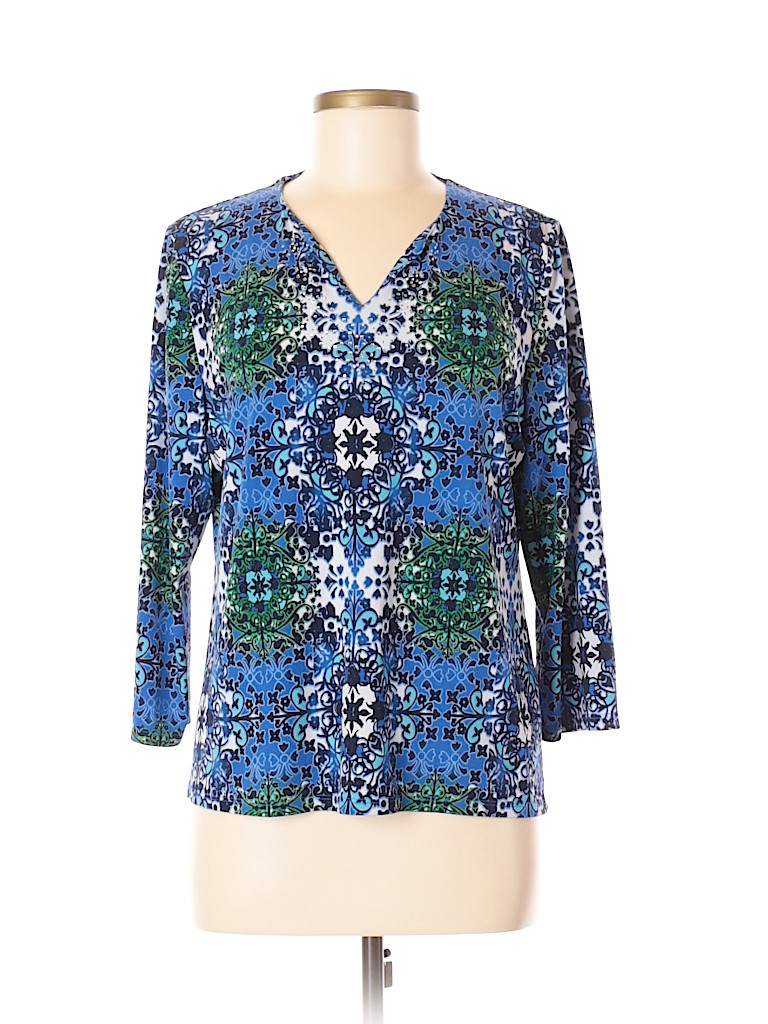 Allison Daley Print Blue Long Sleeve Top Size M - 70% off | thredUP