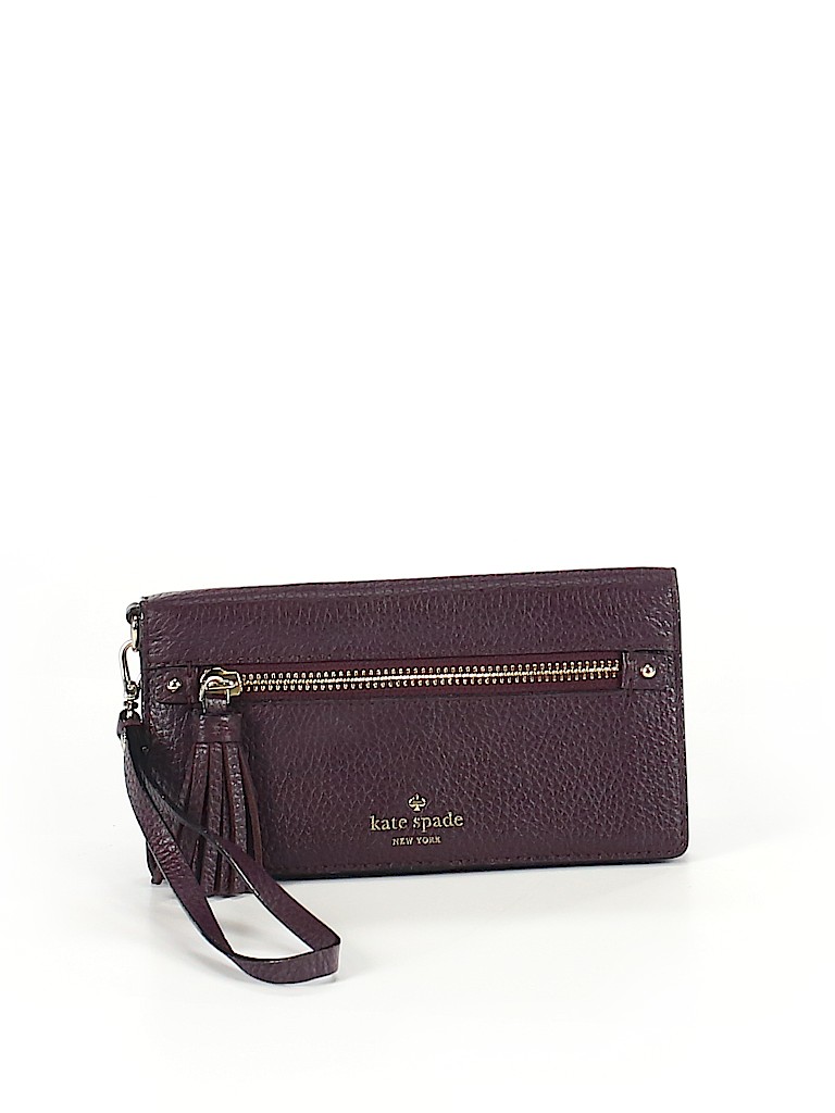 Kate Spade New York 100% Leather Solid Burgundy Leather Wristlet One size - photo 1