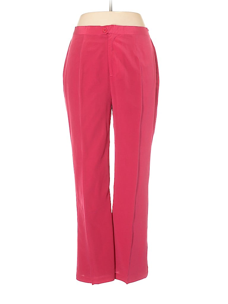 Diane Gilman 100% Silk Red Silk Pants Size 12 - photo 1