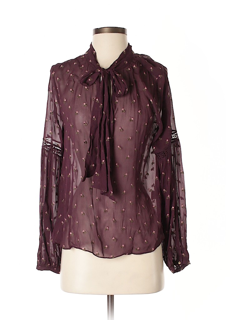 Ulla Johnson 100% Viscose Burgundy Long Sleeve Blouse Size 2 - photo 1