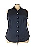 Charter Club Navy Blue Sleeveless Button-Down Shirt Size 24w (Plus) - photo 1