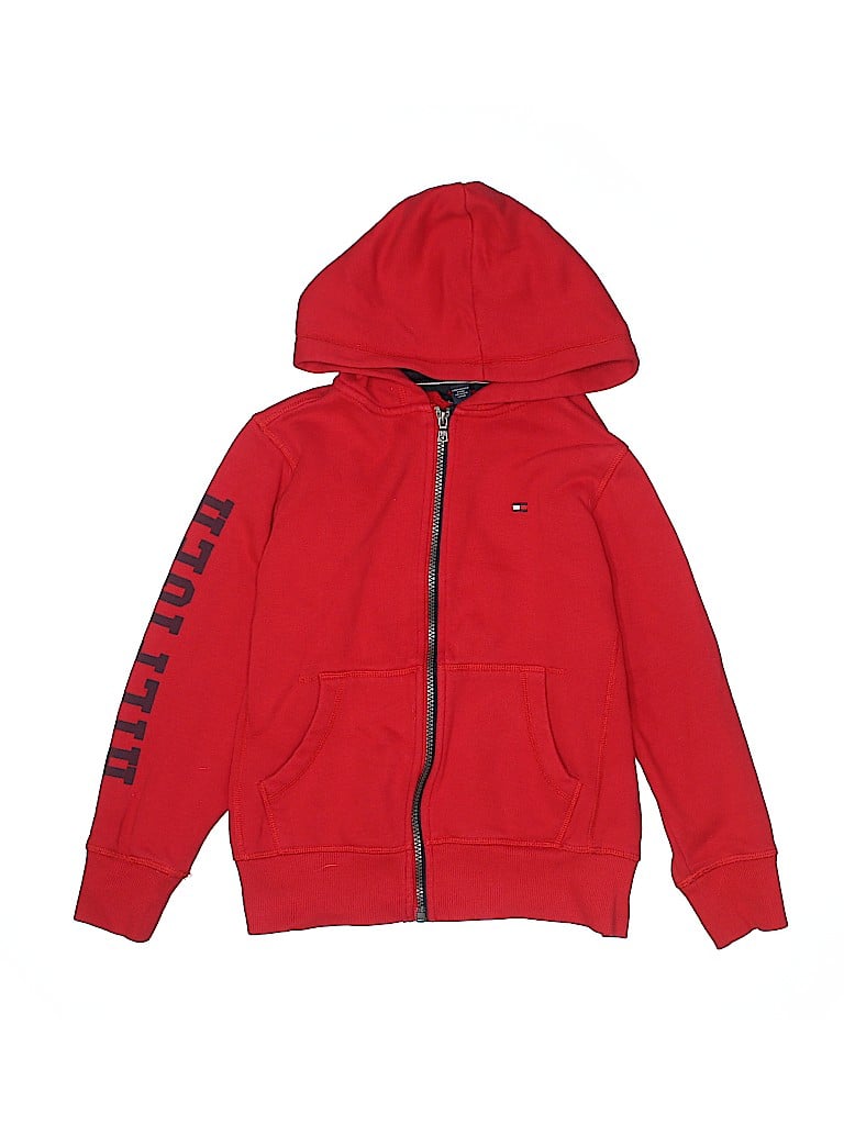 tommy hilfiger red zip up hoodie