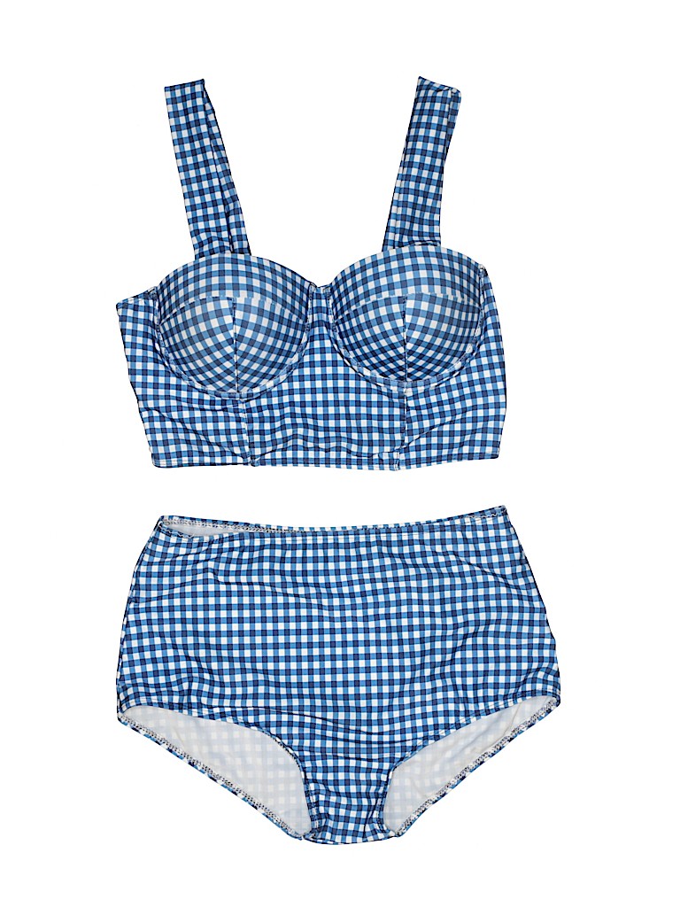 blue checkered swimsuit