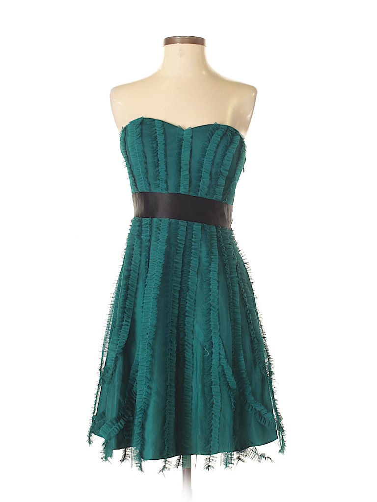 Max and Cleo 100% Polyester Solid Teal Dark Green Cocktail Dress Size 4 ...