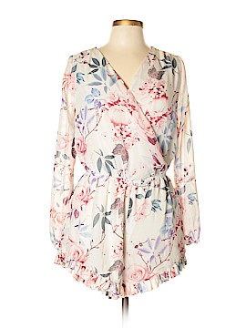 Polyester Floral White Romper Size L ...