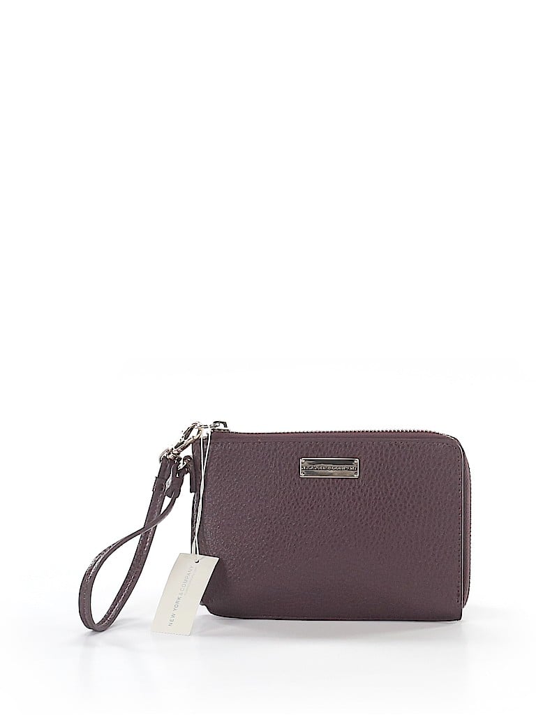 New York Company 100 Leather Solid Dark Purple Wristlet Pin It New York Company Women Leather Wristlet One Size