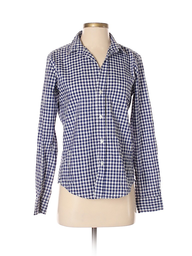 Frank & Eileen 100% Cotton Checkered-gingham Navy Blue Long Sleeve Button-Down Shirt Size S - photo 1