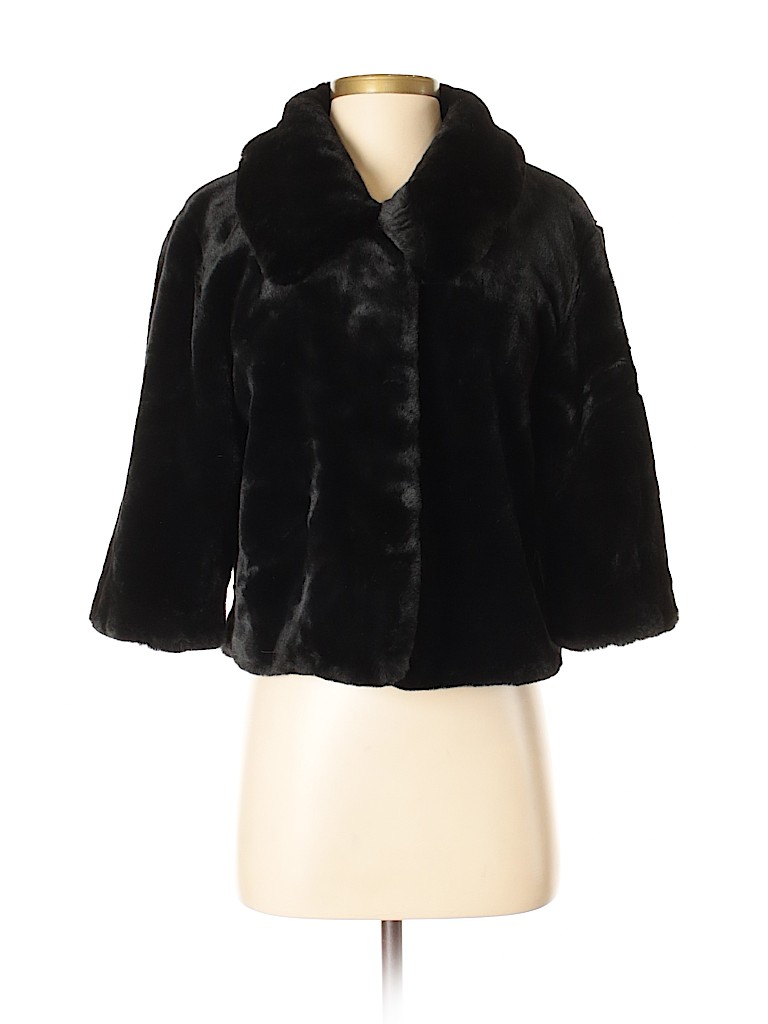 calvin klein black faux fur jacket
