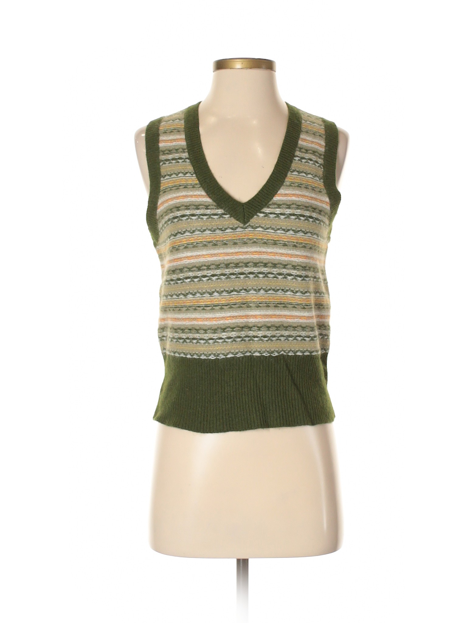 J.Crew Stripes Dark Green Sweater Vest 