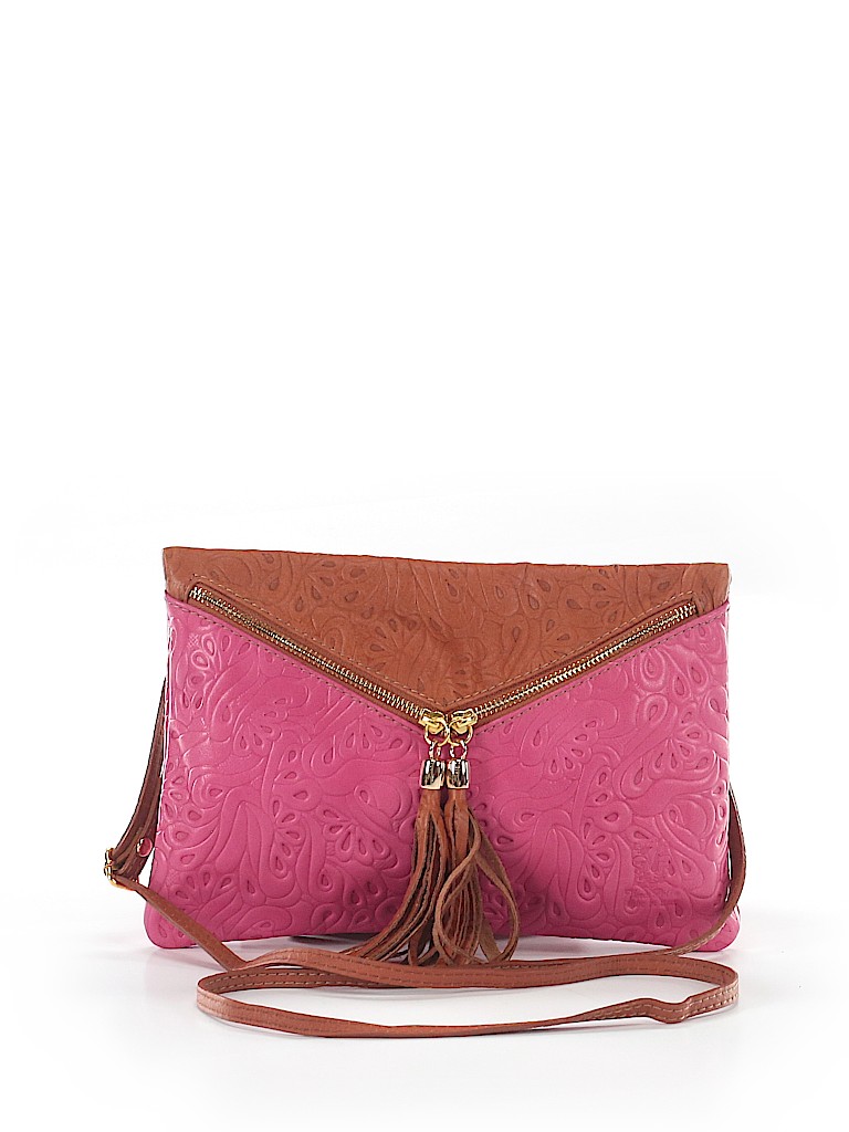 Vera Pelle 100 Leather Color Block Pink Crossbody Bag One Pin It Vera Pelle Women Leather Crossbody Bag One Size