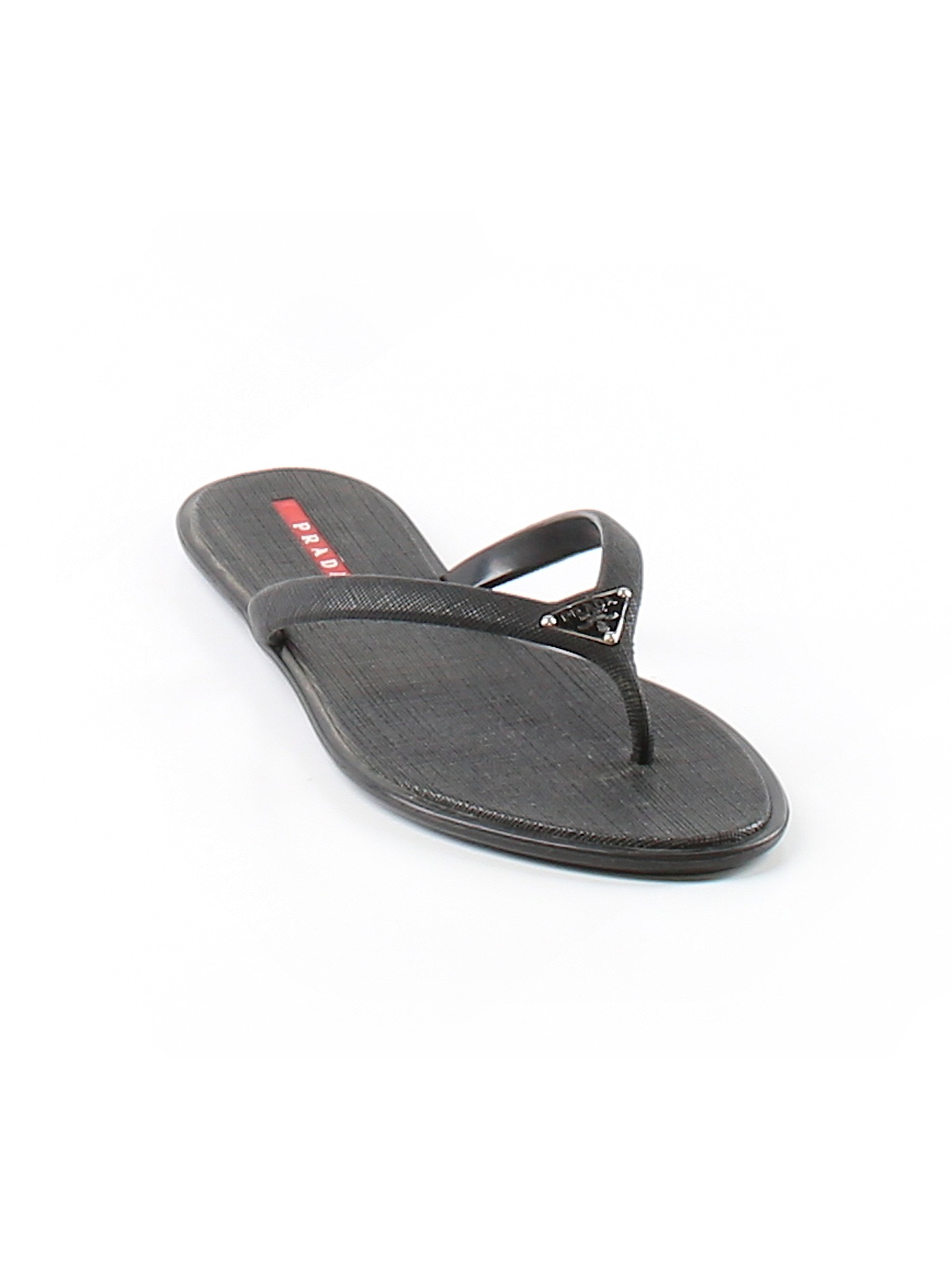 Prada Linea Rossa Solid Black Flip Flops Size 38 EU 77 off