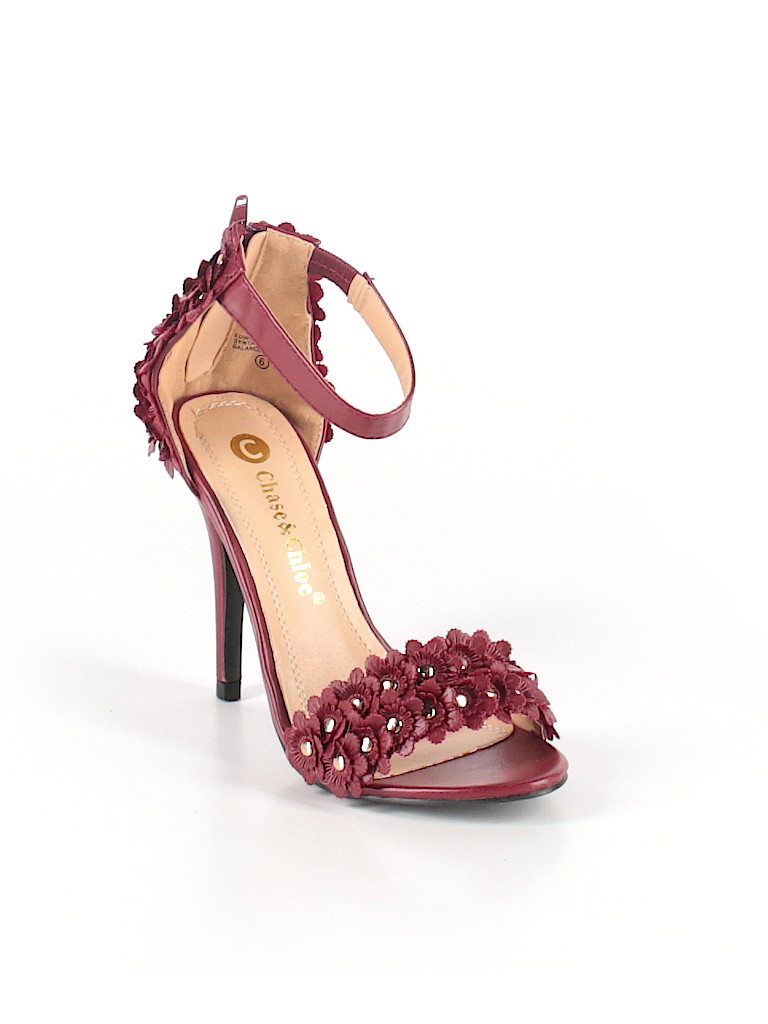 Chase \u0026 Chloe Solid Burgundy Heels Size 