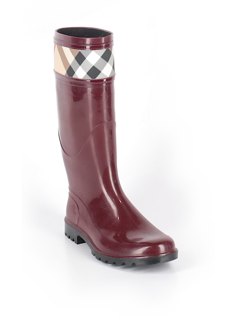 Introducir 74+ imagen burberry burgundy rain boots